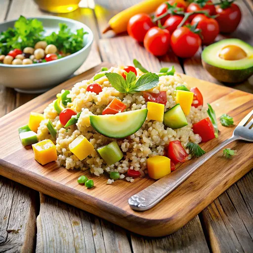 Salad Quinoa Pelangi dengan Dressing Alpukat